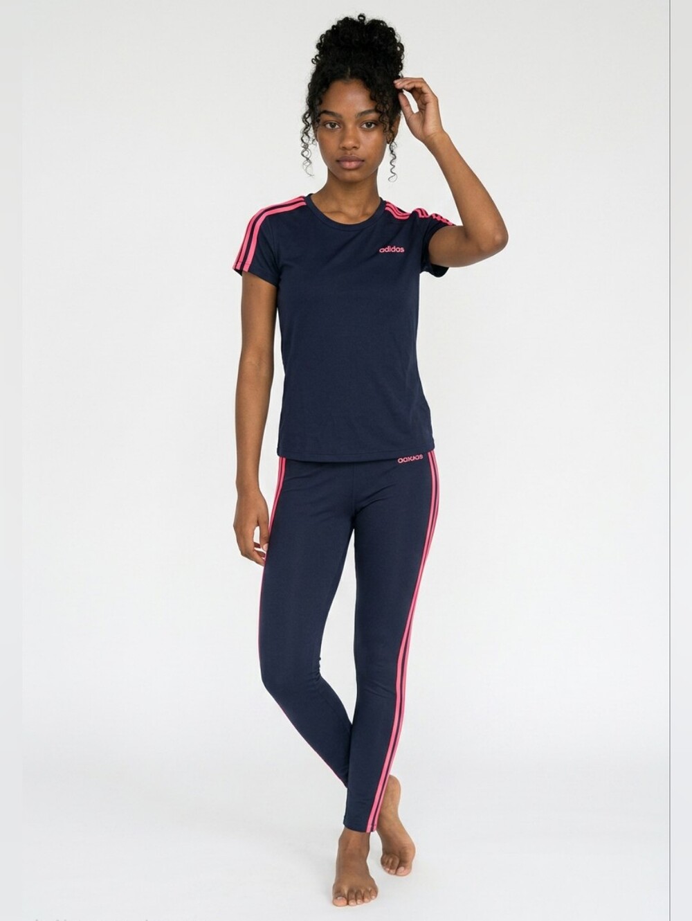 adidas Navy and Hot Pink Girls' Active Leggings Set